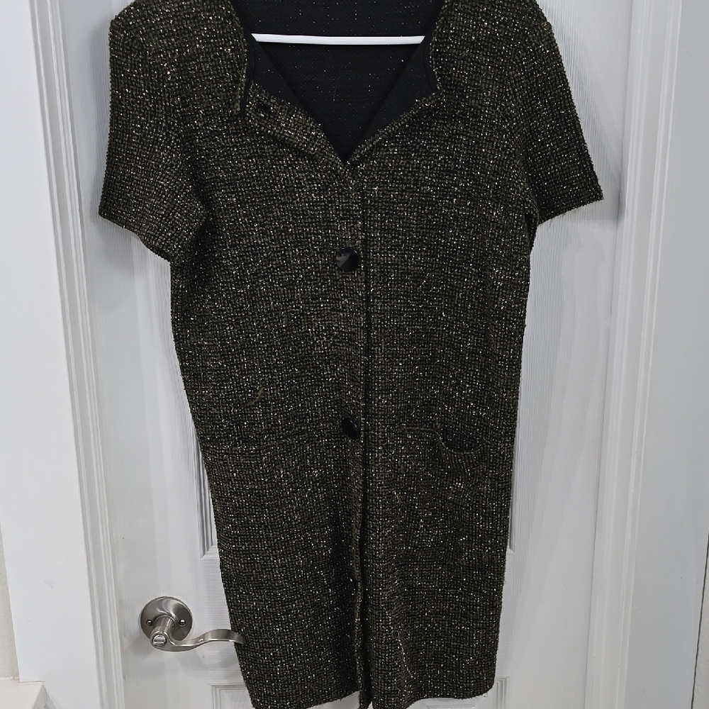 Zara Black Tweed Short Sleeve Dress